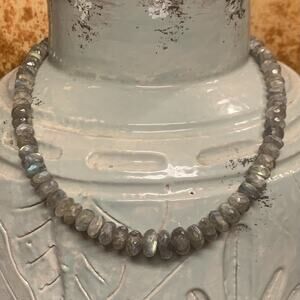 Jay King Necklace Sterling Silver and Labradorite Graduating 18 Inch + 3 Inch Ex